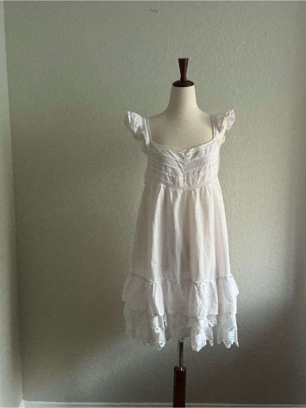 White Girls' Ruffle Tiered Dress - Brand Not Visible
